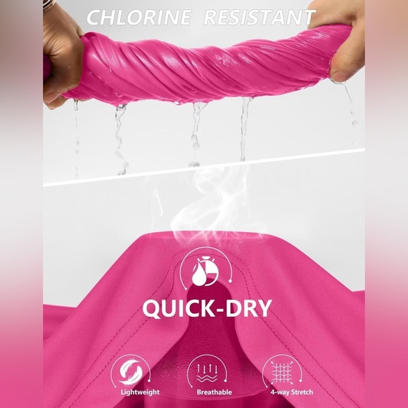 Viodia Women's 3" High Waisted Swim Shorts with Zipper Pocket Quick Dry XXXL - Picture 6 of 10